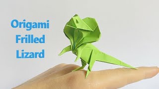 How to make an easy Origami Frilled Lizard, step by step tutorial