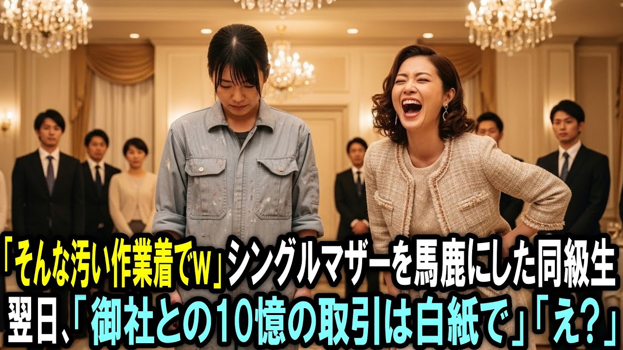 「そんな汚い作業着でｗ」同窓会でシングルマザーを馬鹿にしたセレブ同級生。翌日、同級生夫に１本の電話「御社との10憶の取引は白紙で」→「え？」