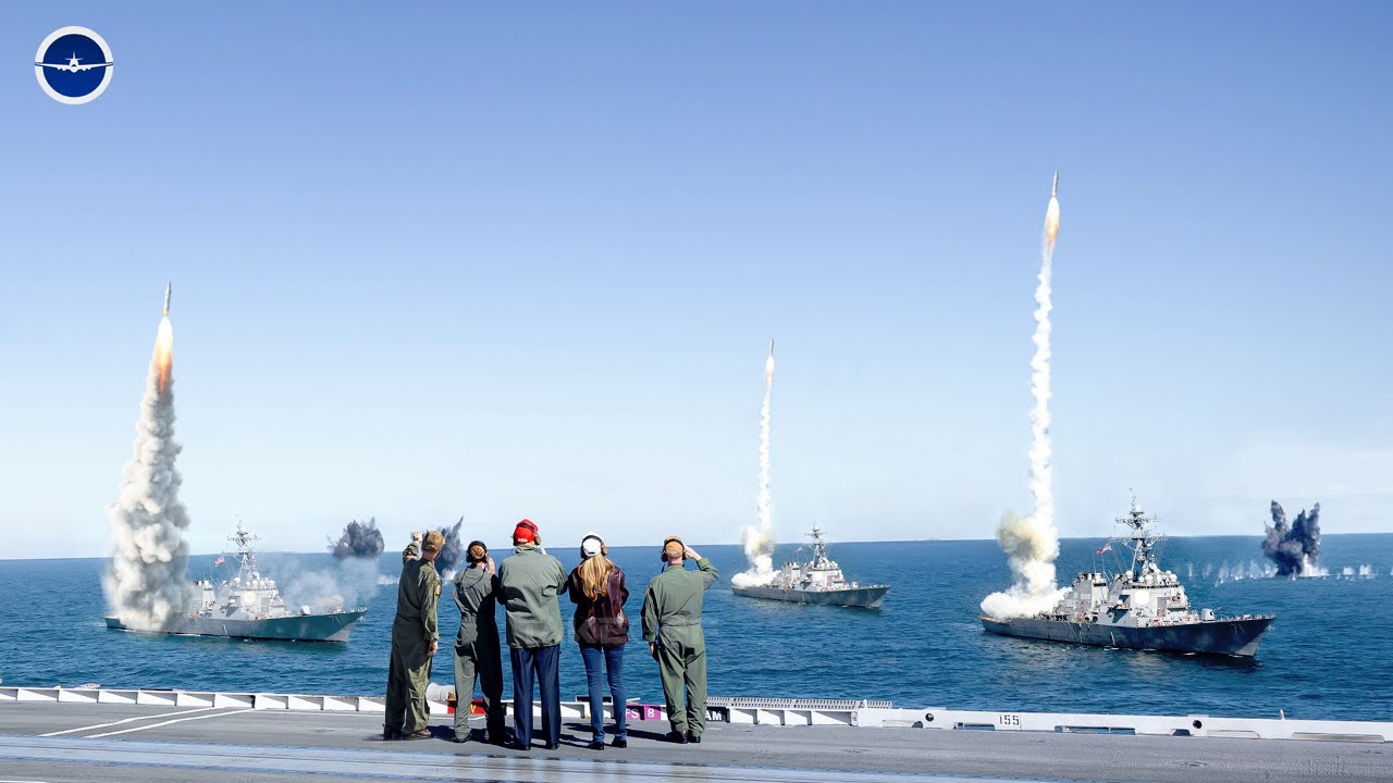 President Trump's Visit Watches US Navy Ship Launch Scary Missile
