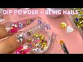 Trying dip powder with press ons! | press on nails with dip powder tutorial | bling nails tutorial