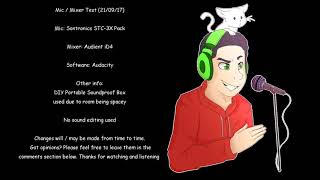 Mic Test (21/09/17)
Mic / Mixer Test (21/09/17)
Mic: Sontronics STC-3X Pack
Mixer: Audient iD4
Software: Audacity
Other info:
DIY Portable Soundproof Box used due to room being spacey
No sound editing used
Changes will / may be made from time to time.
Got opinions? Feel free to leave them the comments section below.
Thanks for watching and listening.
Also, feel free to check these out:
Help others in need: https://docs.google.com/document/d/1QCcLAM8bzvE7LlFPa_t0dXiSNCkXNMLag9itFRyTwbc/view
My Twitter: https://twitter.com/BrianRandom1
My DeviantArt: http://brianrandom.deviantart.com/
Talent Spotting Channel: https://www.youtube.com/channel/UC6zn4MDD37tAauettrL6_Fw
Got any suggestions for what songs and/or impressions you want to me to do? Just leave it in the comments below. Dont forget to like and subscribe. Thanks for watching and listening. Mic Test (21/09/17)