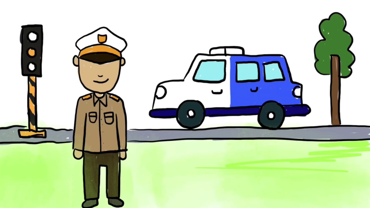 Menggambar Profesi Pekerjaan Polisi Untuk Anak YouTube