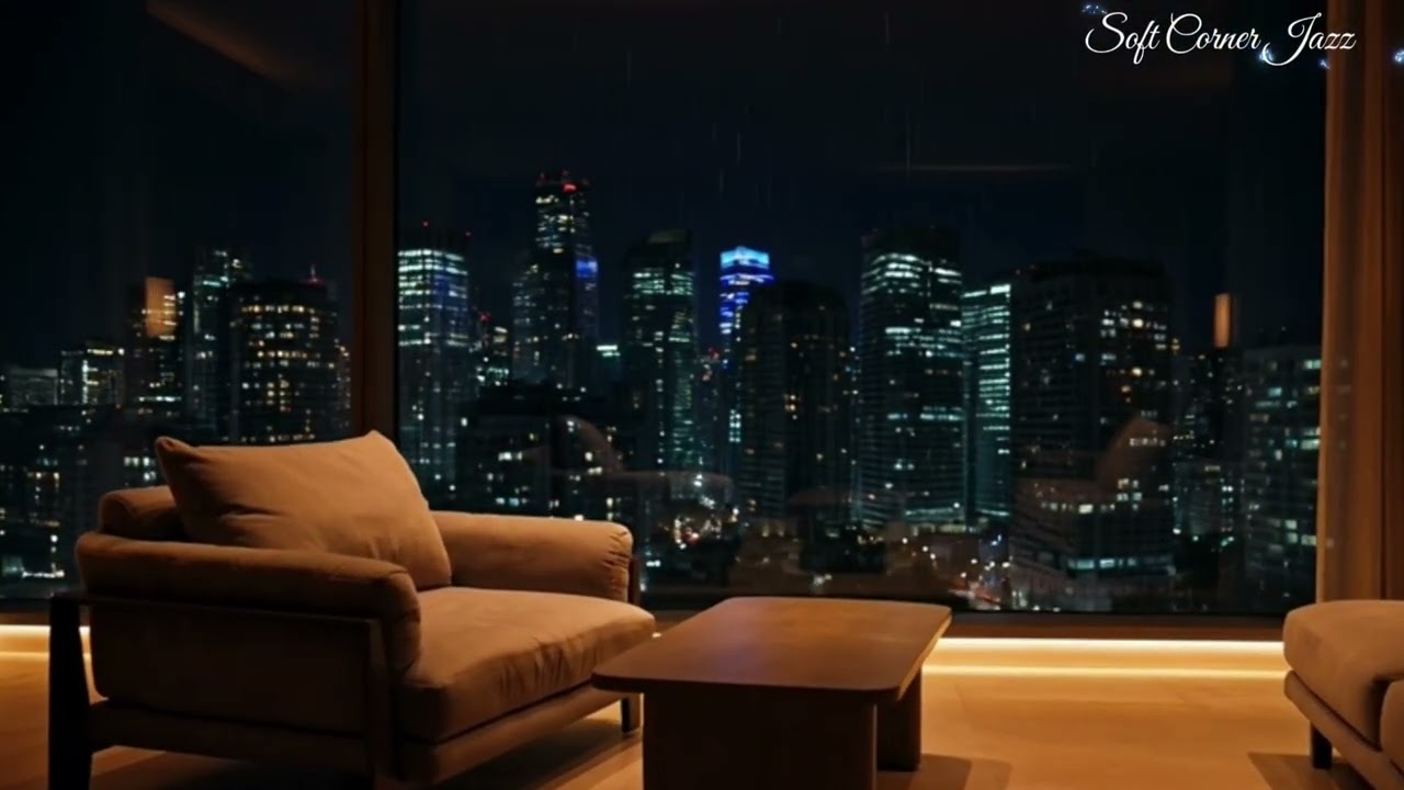 City Night Jazz 🌆 Smooth Saxophone & Piano | Rainy Skyline Lounge Ambience for Relax & Study