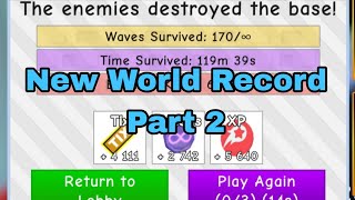 New World Record Wave 170 Leadboard Endless Hardcore PART 2 (Retro Tower Defense) Roblox