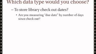Data Types Used in SQL Server 2012: Dates and "Other"