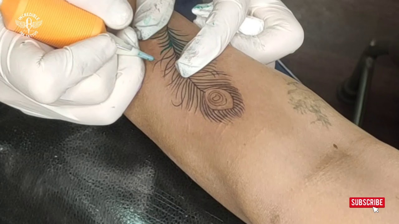 Peacock Feather Tattoo on Self Scars | Girls Tattoo | Time Lapse