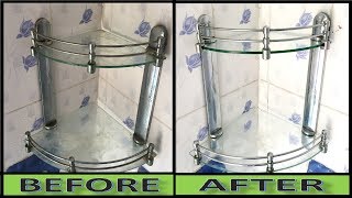 this video will help you to clean bathroom dirty corner shelf very easy tip.