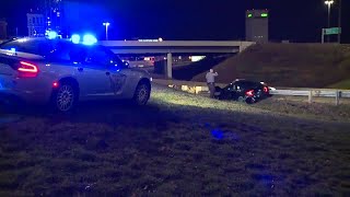 3 men evade capture after crashing car following police chase