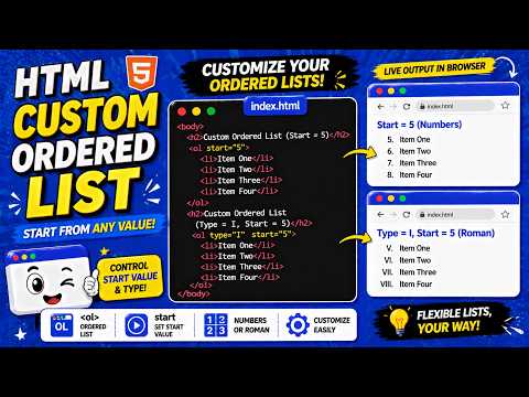 HTML-5 || CUSTOM ORDERED LIST || TUTORIAL.