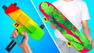 Awesome DIY Cardboard Crafts || Incredible Galactic Blasters And Personalized Skateboard