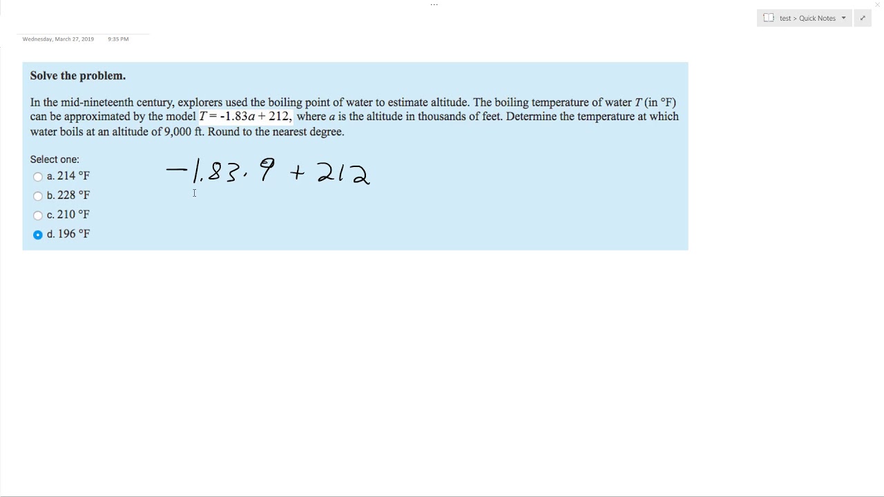The Boiling Temperature Of Water T in F Can Be Approximated By The The boiling temperature of water t in f can be approximated by the