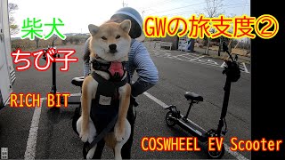 【柴犬】ちび子　RICH BIT COSEHEEL EV Scooter 電動キックボードで散歩する。