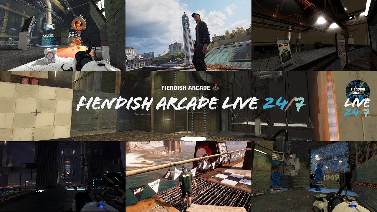 FIENDISH ARCADE LIVE 24/7 | Portal 2 Custom Maps & Tony Hawks