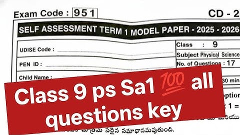 AP Class 9 Physical Science SA1 Paper 2025 | 9th PS SA1 real Paper | Class 9 SA1 Ps all Key