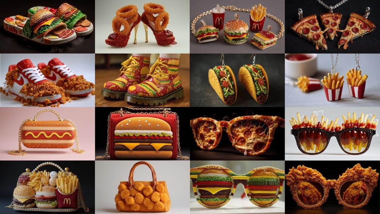 All Things Fast Food Fashion 🍔🍟 AI Fashion Shows, Hats, Watches, Jewelry, Shoes, Purses & Sunglasses