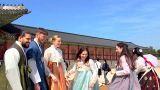 Gwanghwamun Gyeongbokgung дворец Heungryemun~ Wearing Hanbok 📸 Иностранные туристы фотографируют