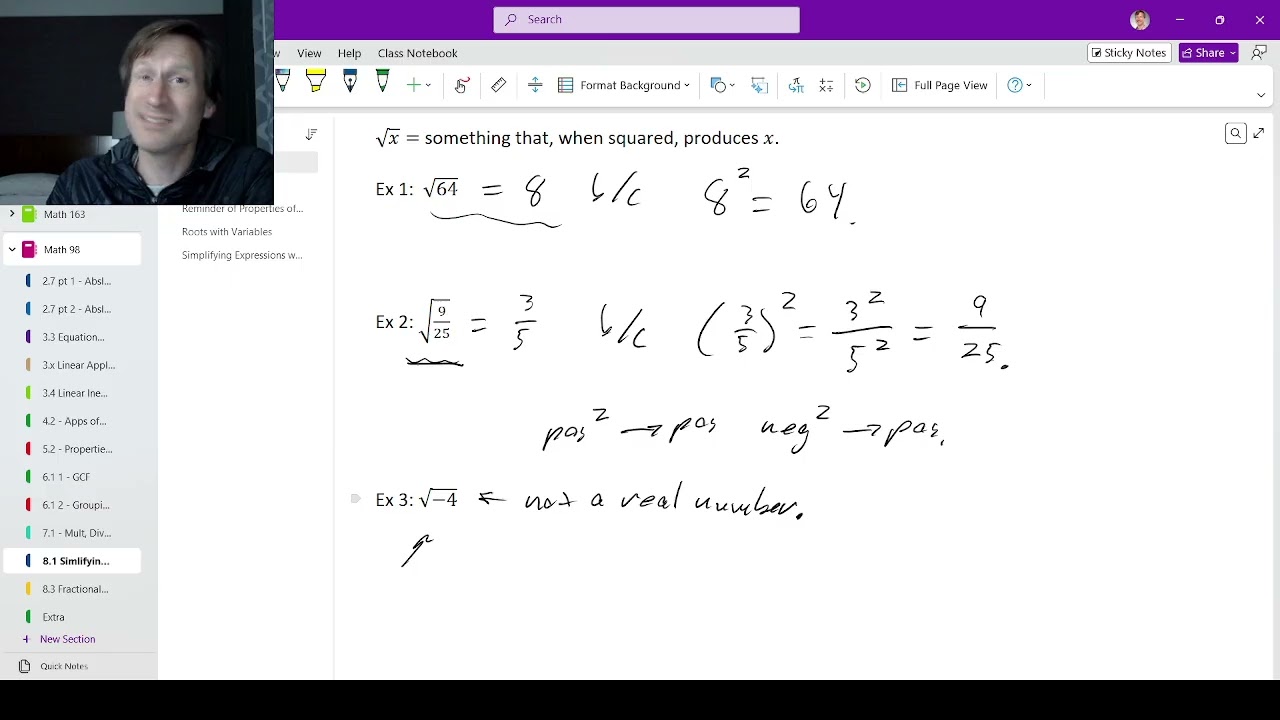 rootsです。① Math 98 8.1 1 - Roots of Real Numbers - YouTube