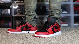 AIR JORDAN 1 LOW 'REVERSE BRED' ON FEET