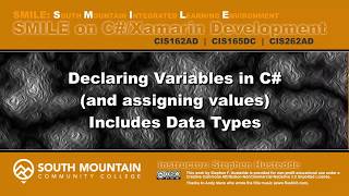 C#/Xamarin Cohort 02A   Declaring Variables
