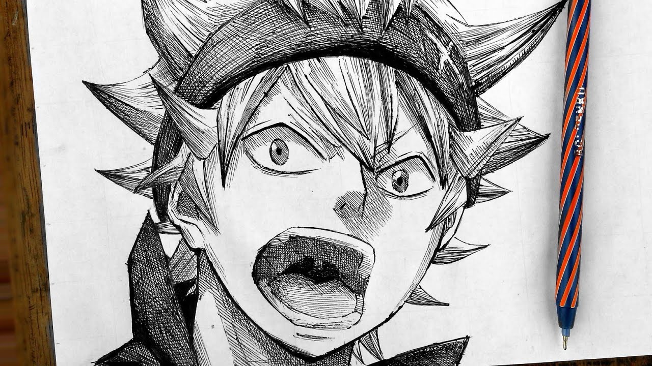 Using Only 1 Pen Drawing Asta Black Clover Very Easy How To Draw 