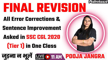 All  Error Corrections & Sentence Improvement Asked in SSC Exams | By Pooja Mam