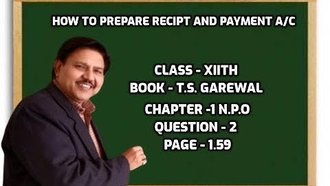 NPO | Preparation of Receipt and Payment A/c | Q2 Page 1.59 | TS Grewal | [Accounts]