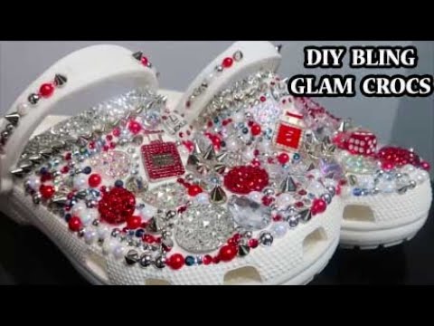 DIY CUSTOM GLAM CROCS- HOW TO BLING YOUR CROCS WITH KAWAII CHARMS & JIBBITZ  , RHINESTONES & PEARLS 