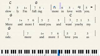 AN Slowly Key G Piano by Number by Music by Tommy Hill, Webb Pierce