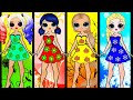 Miraculous Ladybug Harley Quinn Elsa Rapunzel Clothes Switch Up Seasons DIY Paper Dolls &amp; Crafts