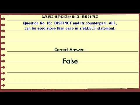 Introduction to SQL - True or False