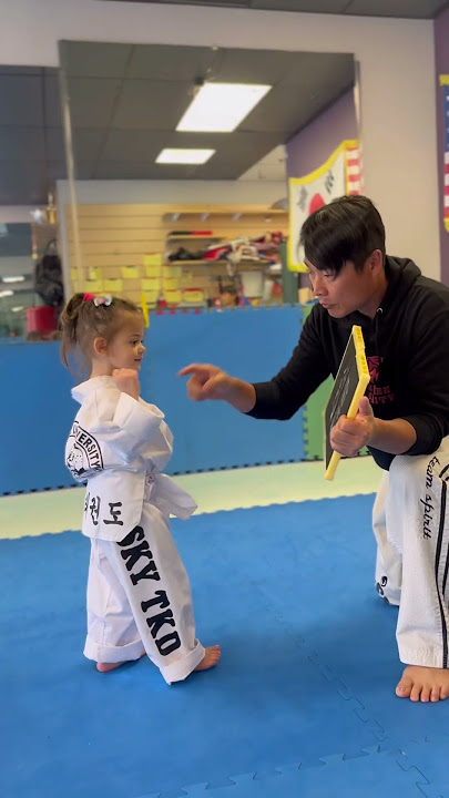Swing kick or hammer fist? #taekwondo #littlekids #classactivity