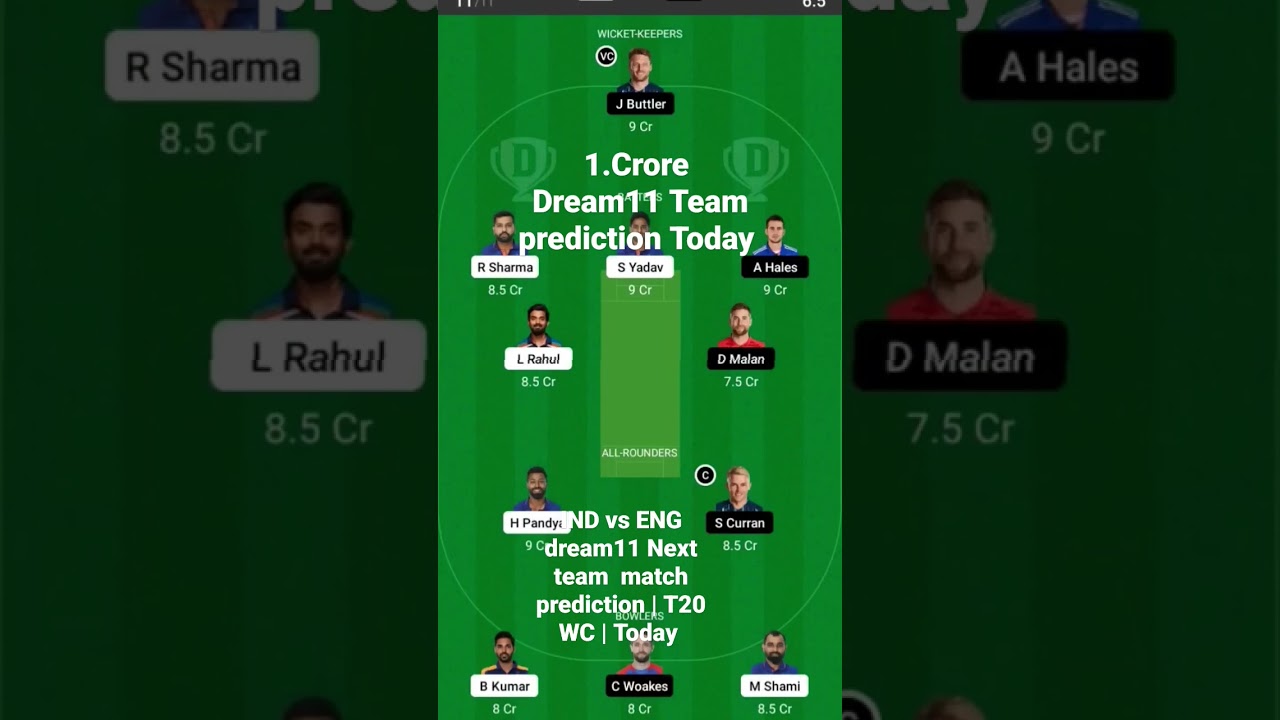 IND vs ENG dream11 team | T20 match prediction | T20 WC | Today