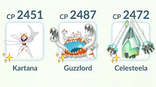 Shiny (Kartana, Guzzlord, Celesteela) UltraBeasts Team in Pokemon GO.