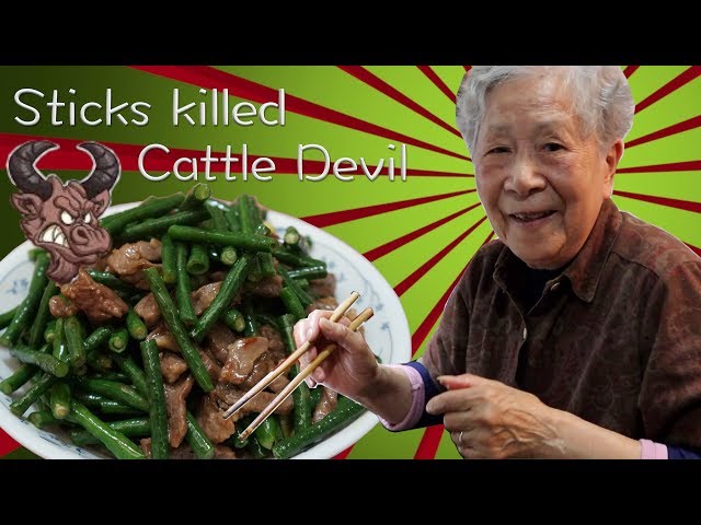 Hong Kong Recipe:Stir-fried Green String Beans with beef (Nickname : Sticks killed Cattle Devil)