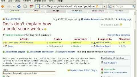 Launchpad in-line bug tag editing