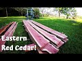 Milling Eastern Red Cedar Slabs For The Crockers Off Grid Tiny House! | Woodland Mills