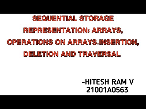 TOPIC:SEQUENTIAL STORAGE REPRESENTATION ARRAY: OPERATIONS ON ARRAY-INSERTION, DELETION AND TRAVERSAL