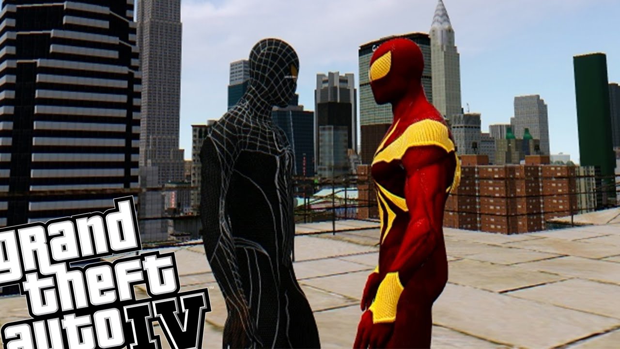 GTA IV Spiderman Mod - Black Spiderman vs Iron Spiderman