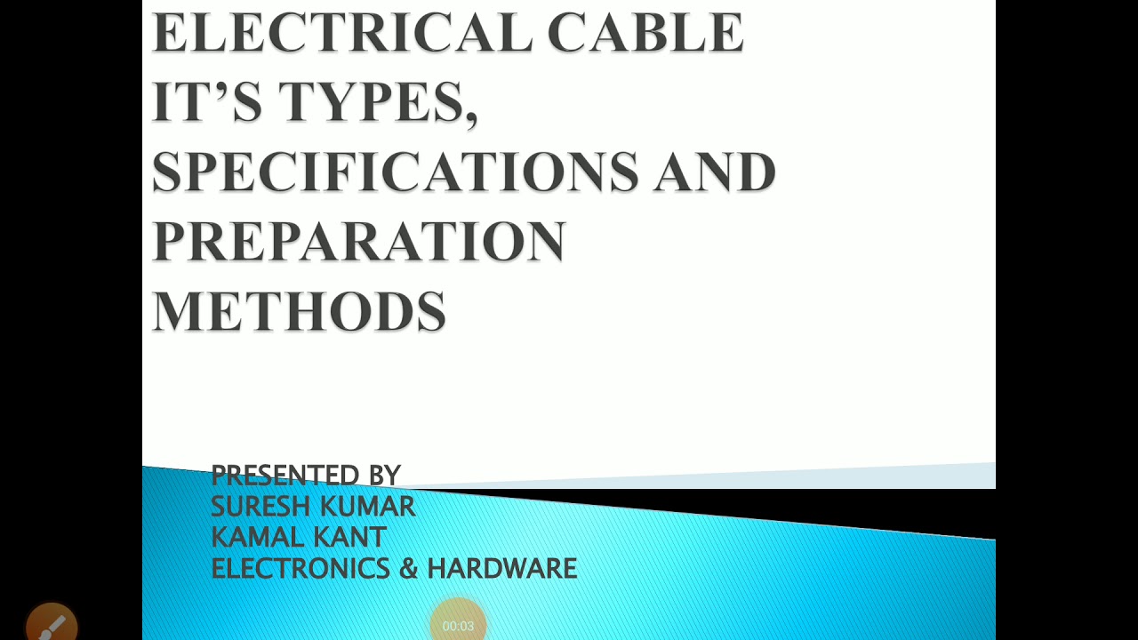 Electrical cable /wires types, size, specification