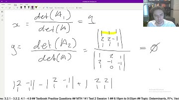 MTH 141: Study Session 3 (Part 1) (Adjugate, Cramer’s Rule, Rn, Shortest Distance Problems)