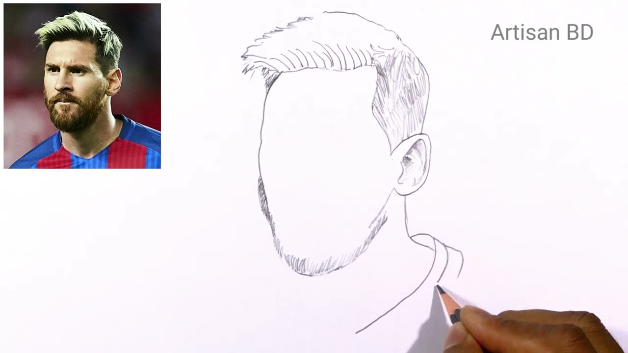 how to draw messi easy
