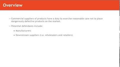 Torts lecture: Negligence in Products Liability | quimbee.com