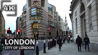 🇬🇧 City of London Financial Skyscrapers District Walking Tour 4K, London walk 2024