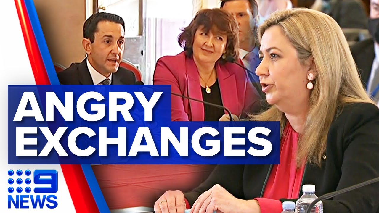 Angry exchanges between Queensland Premier and Opposition Leader over budget | 9 News Australia