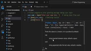 Python program to print greetings function taking user-input