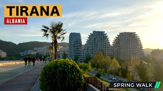TIRANA, ALBANIA  SPRING WALK IN TIRANA  SHESHI SKENDERBEJ  LIQENI ARTIFICIAL [4K HDR]