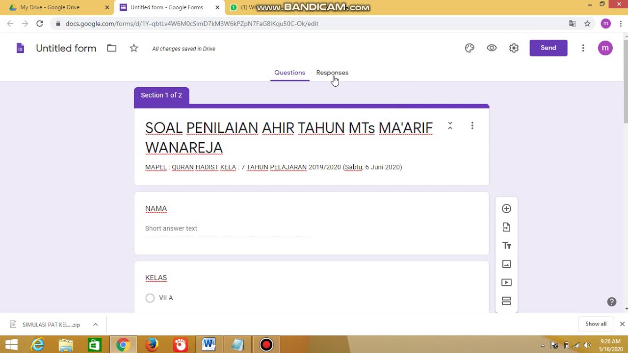 CARA BUAT SOAL DENGAN GOOGLE FORM - YouTube