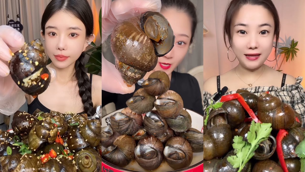 {MUKBANG} Thank God for giving us the chance to eat these delicious snails!ASMR 🐚🐚🐚🐬🐋🌶️🦑🍇🍓