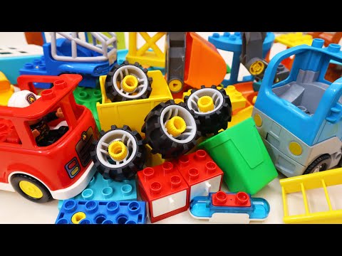 Satisfying Building Blocks Excavator Dump Truck ASMR Marble Run Fire Truck Garbage Truck