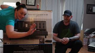 Mainstays Futon With Cupholder & USB Black Leather From Walmart 199.99 Unboxing & Setup